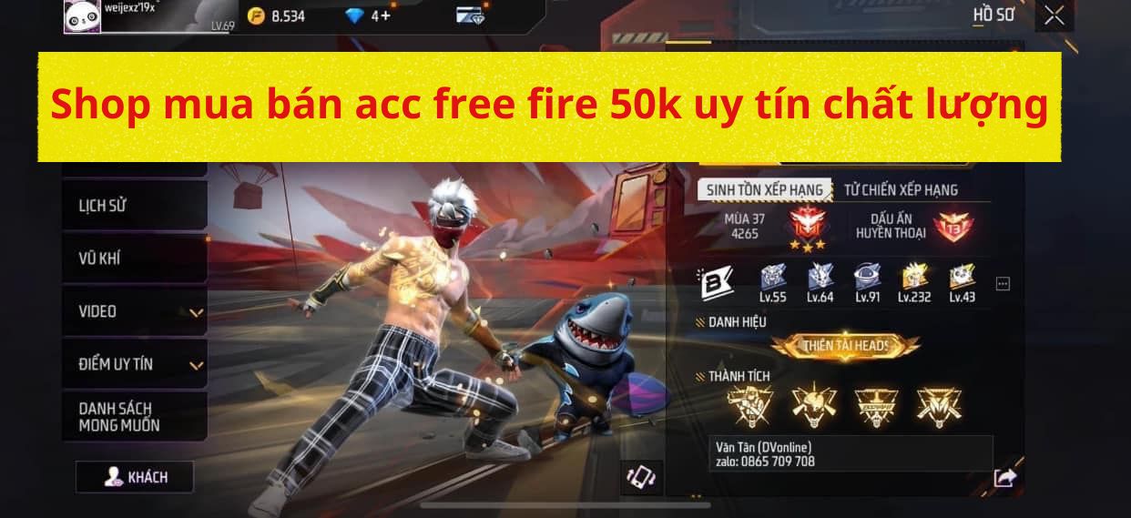 Shop mua bán acc free fire 50k uy tín chất lượng