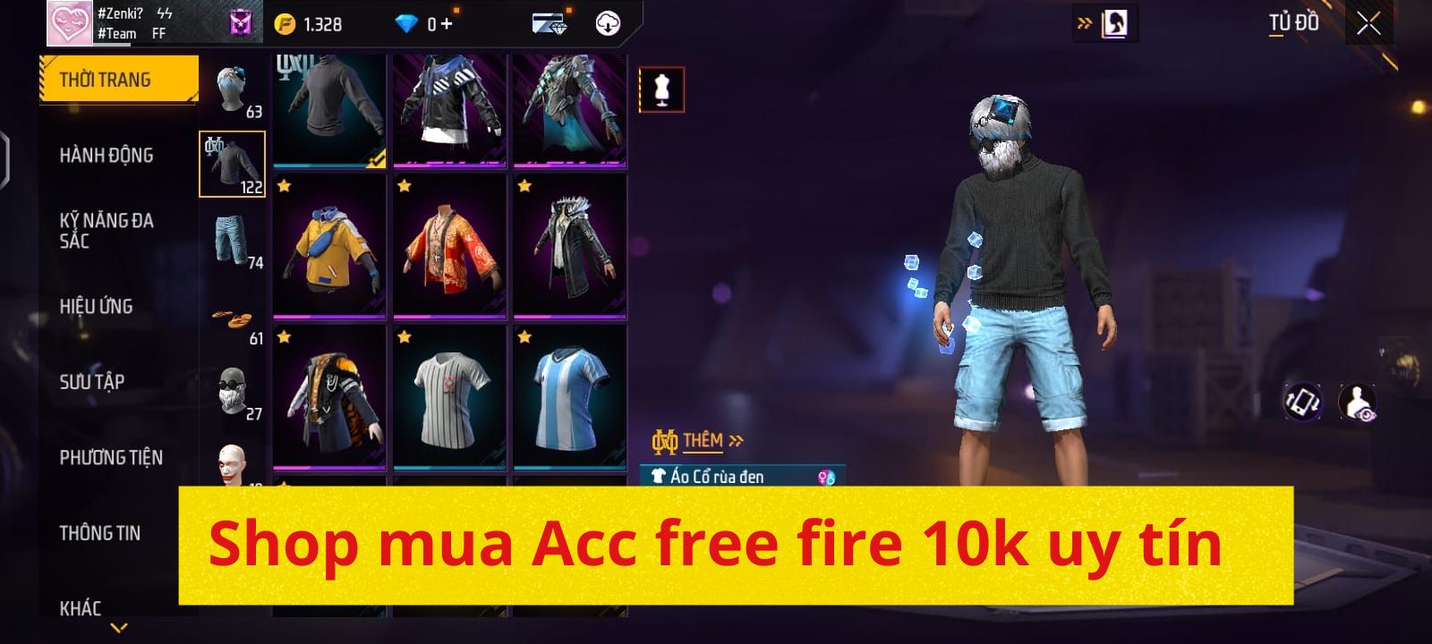 Shop mua Acc free fire 10k uy tín tại Shopacc.vn