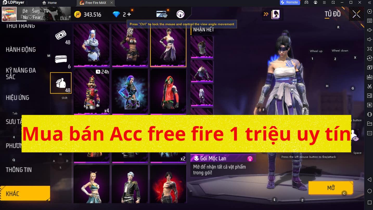 Mua bán Acc free fire 1 triệu uy tín tại Shopacc.vn